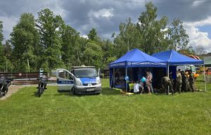 radiowóz, motocykl, policja, festyn